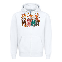 White thankful mama pig Zipper Hoodie - RacoonDesign