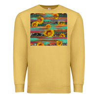 Antique Gold sunflower serape wood and cowhide Premium Sweatshirt - Artiststas