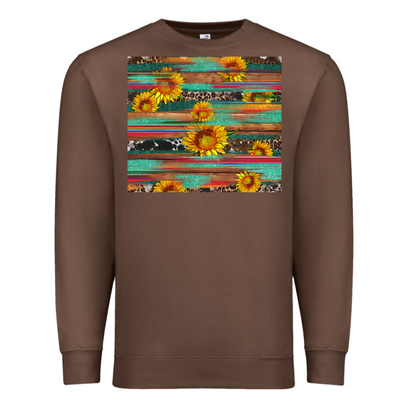 Sunflower Serape Wood And Cowhide Premium Sweatshirt by Artiststas | Teevron