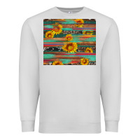 Dove Grey sunflower serape wood and cowhide Premium Sweatshirt - Artiststas
