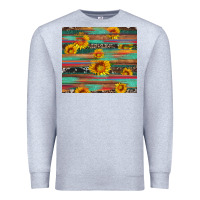 Heather Grey sunflower serape wood and cowhide Premium Sweatshirt - Artiststas