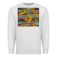 Oatmeal Heather sunflower serape wood and cowhide Premium Sweatshirt - Artiststas