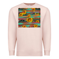 Pale Pink sunflower serape wood and cowhide Premium Sweatshirt - Artiststas