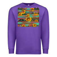Purple sunflower serape wood and cowhide Premium Sweatshirt - Artiststas