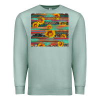 Seafoam sunflower serape wood and cowhide Premium Sweatshirt - Artiststas