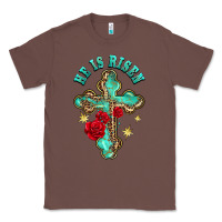 Chestnut he is risen cross with roses Classic Tee - BarkalooDesign