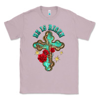 Lilac he is risen cross with roses Classic Tee - BarkalooDesign