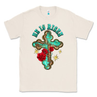 Natural he is risen cross with roses Classic Tee - BarkalooDesign