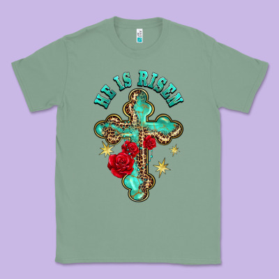 He Is Risen Cross With Roses Classic Tee Designed By Barkaloodesign