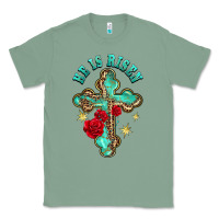 Sage he is risen cross with roses Classic Tee - BarkalooDesign