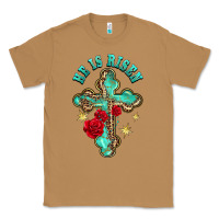 Toasted Coconut he is risen cross with roses Classic Tee - BarkalooDesign