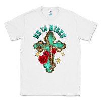 White he is risen cross with roses Classic Tee - BarkalooDesign
