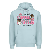 Blue Mist give me coffee jesus Premium Hoodie - MaliasSmallBusiness