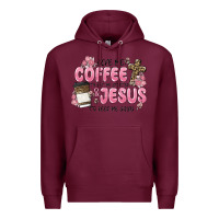 Burgundy give me coffee jesus Premium Hoodie - MaliasSmallBusiness