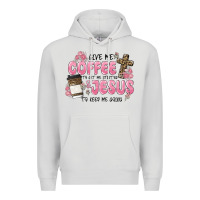 Dove Grey give me coffee jesus Premium Hoodie - MaliasSmallBusiness