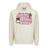 Oatmeal Heather give me coffee jesus Premium Hoodie - MaliasSmallBusiness
