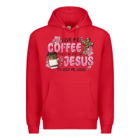 Red give me coffee jesus Premium Hoodie - MaliasSmallBusiness