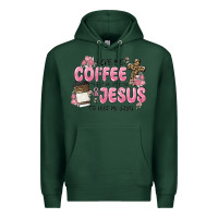 Sports Green give me coffee jesus Premium Hoodie - MaliasSmallBusiness