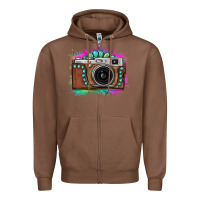 Chestnut tie dye gemstone vintage camera Zipper Hoodie - FaDigitalArtStudio