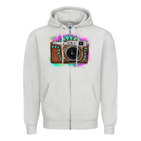 Dove Grey tie dye gemstone vintage camera Zipper Hoodie - FaDigitalArtStudio