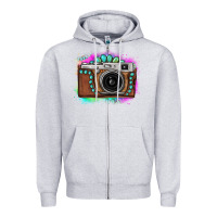 Heather Grey tie dye gemstone vintage camera Zipper Hoodie - FaDigitalArtStudio