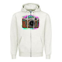 Oatmeal Heather tie dye gemstone vintage camera Zipper Hoodie - FaDigitalArtStudio