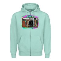 Seafoam tie dye gemstone vintage camera Zipper Hoodie - FaDigitalArtStudio