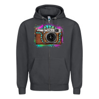 Smoke tie dye gemstone vintage camera Zipper Hoodie - FaDigitalArtStudio