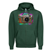 Sports Green tie dye gemstone vintage camera Zipper Hoodie - FaDigitalArtStudio