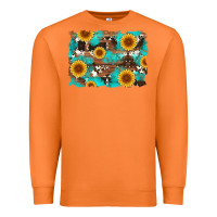 Carrot sunflower and cowhides with wood and turquoise background Premium Sweatshirt - Artiststas