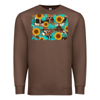 Chestnut sunflower and cowhides with wood and turquoise background Premium Sweatshirt - Artiststas