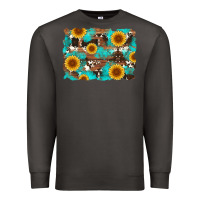 Smoke sunflower and cowhides with wood and turquoise background Premium Sweatshirt - Artiststas
