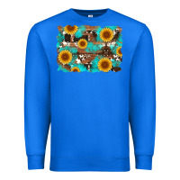 True Royal sunflower and cowhides with wood and turquoise background Premium Sweatshirt - Artiststas