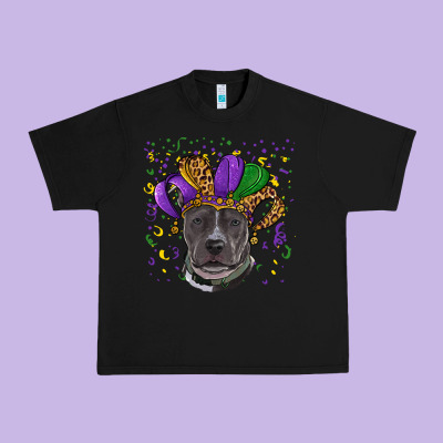 Mardi Gras Pitbull With Hat Urban Heavy Tee Designed By Ranaportraitstore
