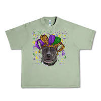 Oil Green Mardi Gras Pitbull with Hat Urban Heavy Tee - RanaPortraitStore