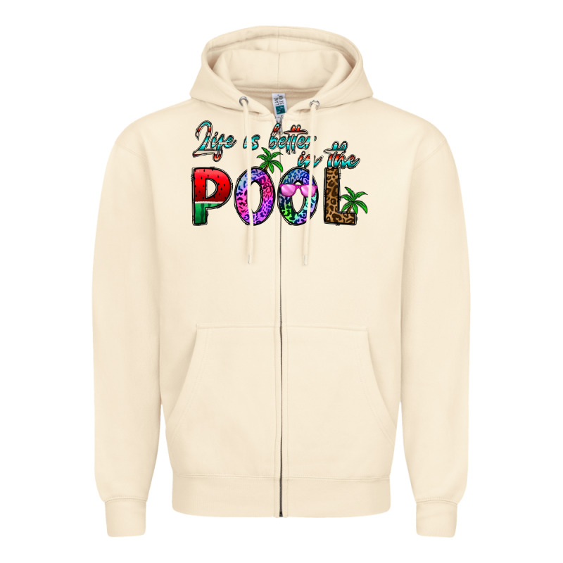 Life Is Better İn The Pool Zipper Hoodie by CowhideDigitalArt | Teevron