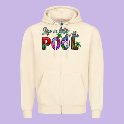 Life Is Better İn The Pool Zipper Hoodie Designed By Cowhidedigitalart