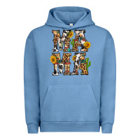 Pigment Pebble Blue Western Mama With Sunflowers Urban Hoodie - BundleAndBundleShop