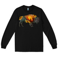 Black sunflower bison Long Sleeve Tee - RanaPortraitStore