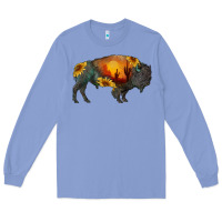 Colony Blue sunflower bison Long Sleeve Tee - RanaPortraitStore