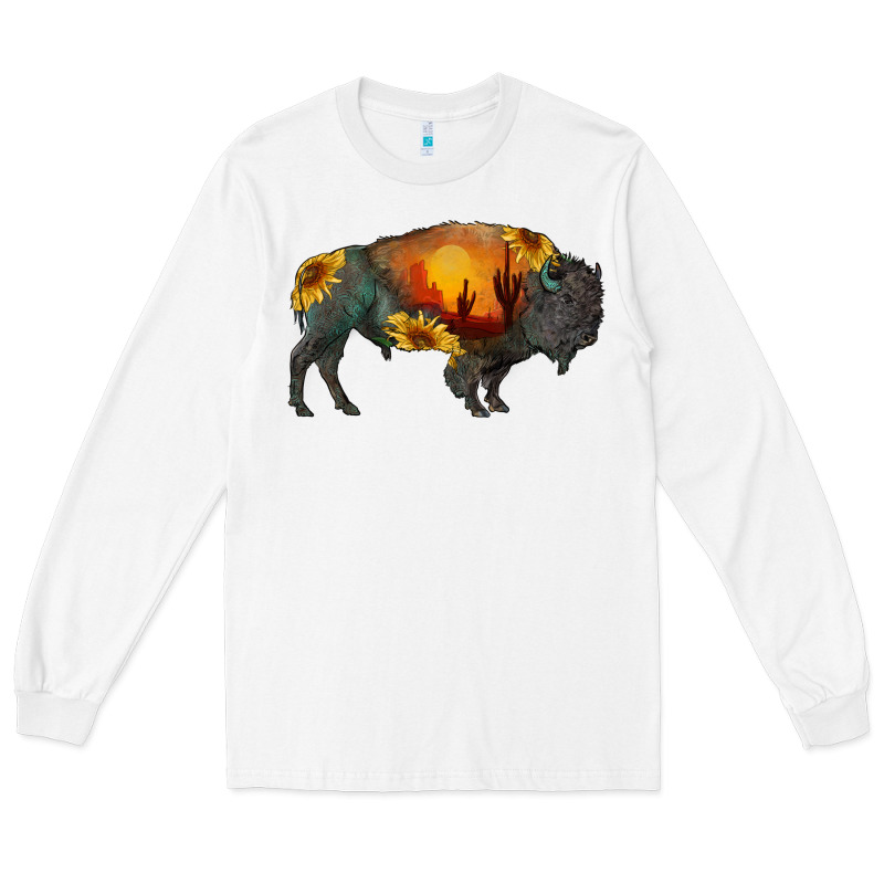 Sunflower Bison Long Sleeve Tee by RanaPortraitStore | Teevron