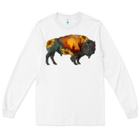 White sunflower bison Long Sleeve Tee - RanaPortraitStore