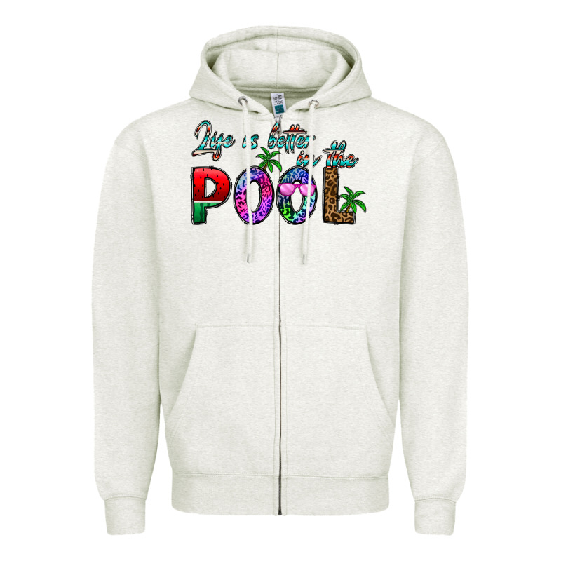 Life Is Better İn The Pool Zipper Hoodie by CowhideDigitalArt | Teevron