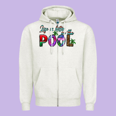 Life Is Better İn The Pool Zipper Hoodie Designed By Cowhidedigitalart