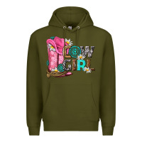 Army Green western cowgirl Premium Hoodie - NancyCooperArtShop