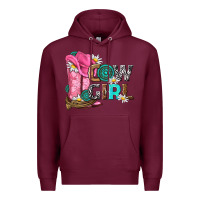 Burgundy western cowgirl Premium Hoodie - NancyCooperArtShop