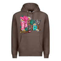 Coffee western cowgirl Premium Hoodie - NancyCooperArtShop