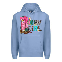 Colony Blue western cowgirl Premium Hoodie - NancyCooperArtShop