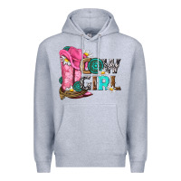Heather Grey western cowgirl Premium Hoodie - NancyCooperArtShop