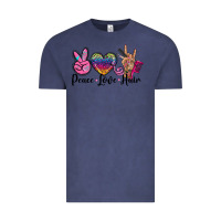 Vintage Denim peace love hair Vintage Tee - BarkalooDesign